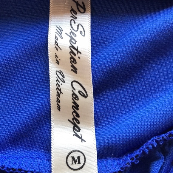 PerSeption Concept royal blue and black blouse, M - Picture 9 of 10